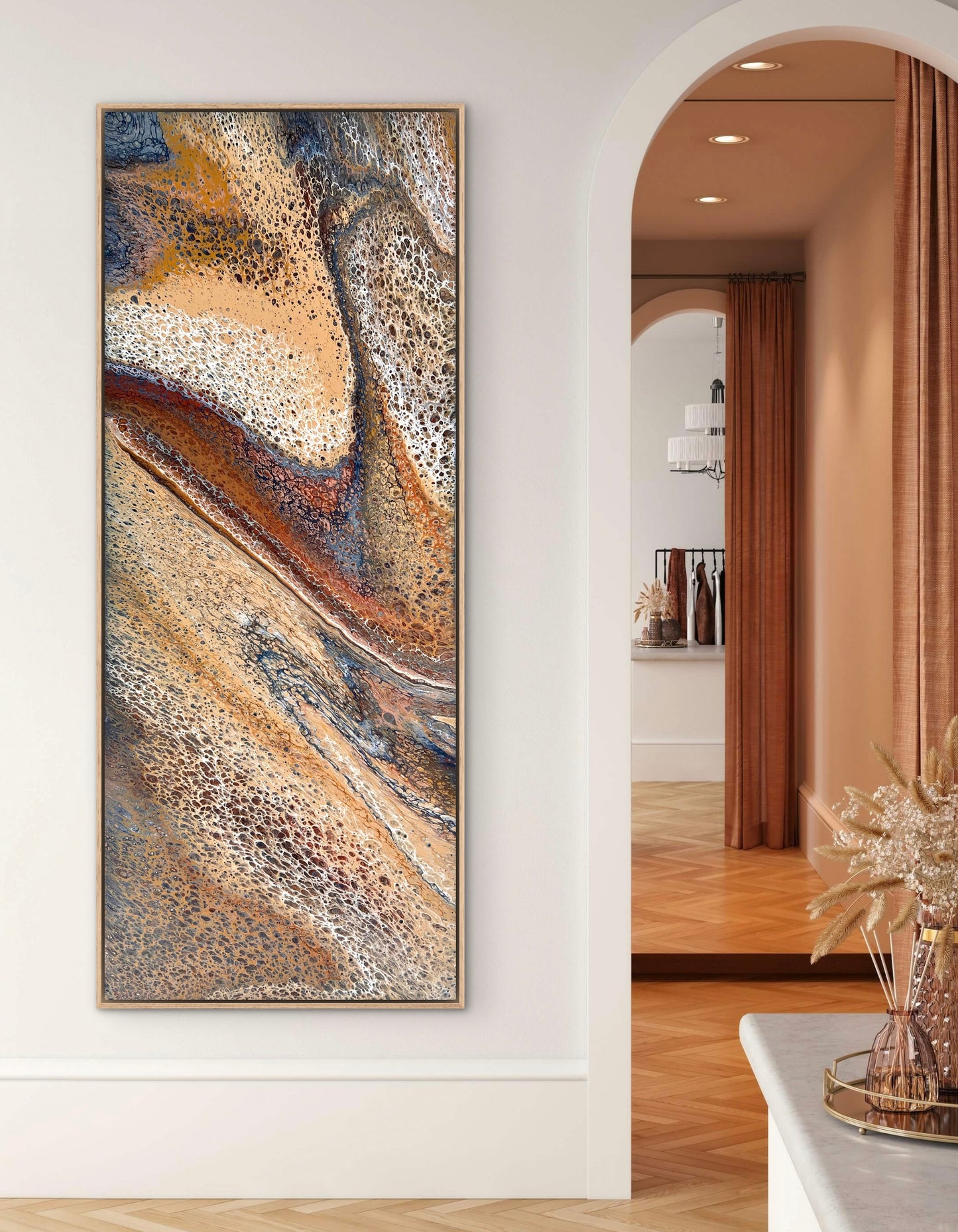 Burnished Earth | Extra Large Original Abstract Painting 152x61.5cm by Angela Roskell