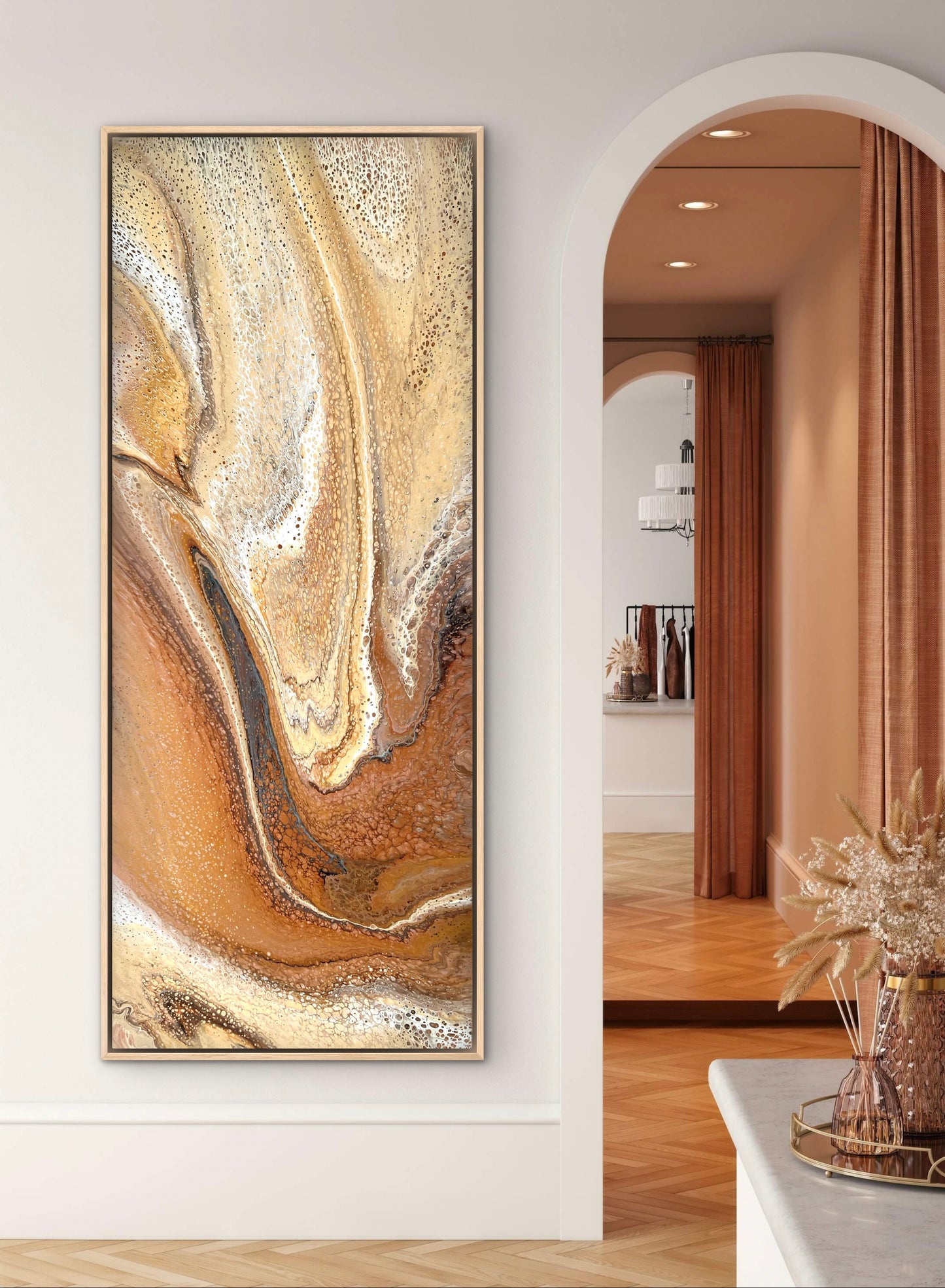 Desert Veil | Extra Large Original Abstract Painting 152x61.5cm by Aussie Artist Angela Roskell