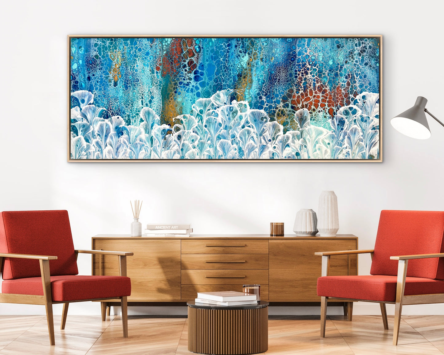 Changing Valley | Extra Large Original Abstract Floral Painting 152x61.5cm by Angela Roskell
