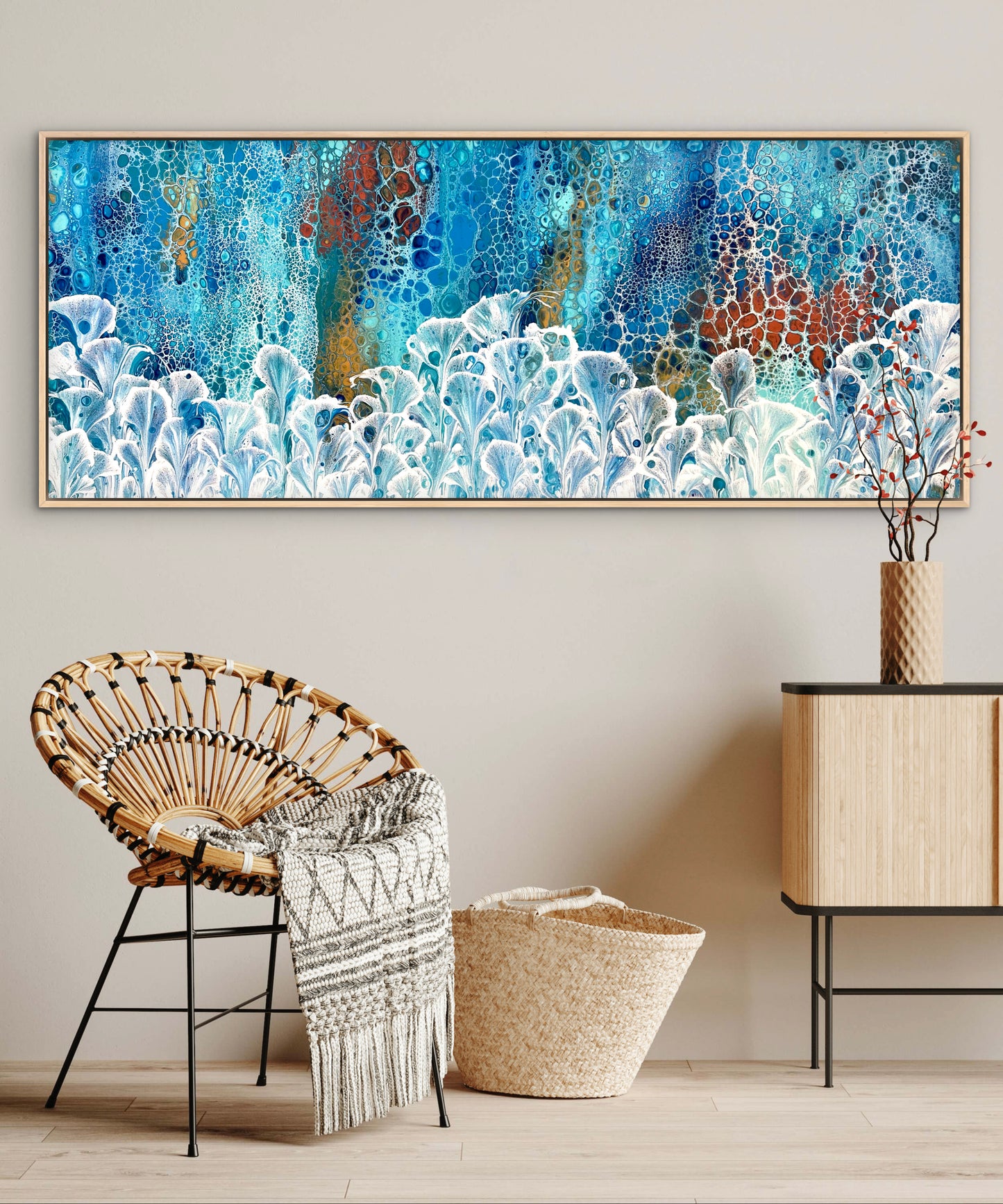 Changing Valley | Extra Large Original Abstract Floral Painting 152x61.5cm by Angela Roskell