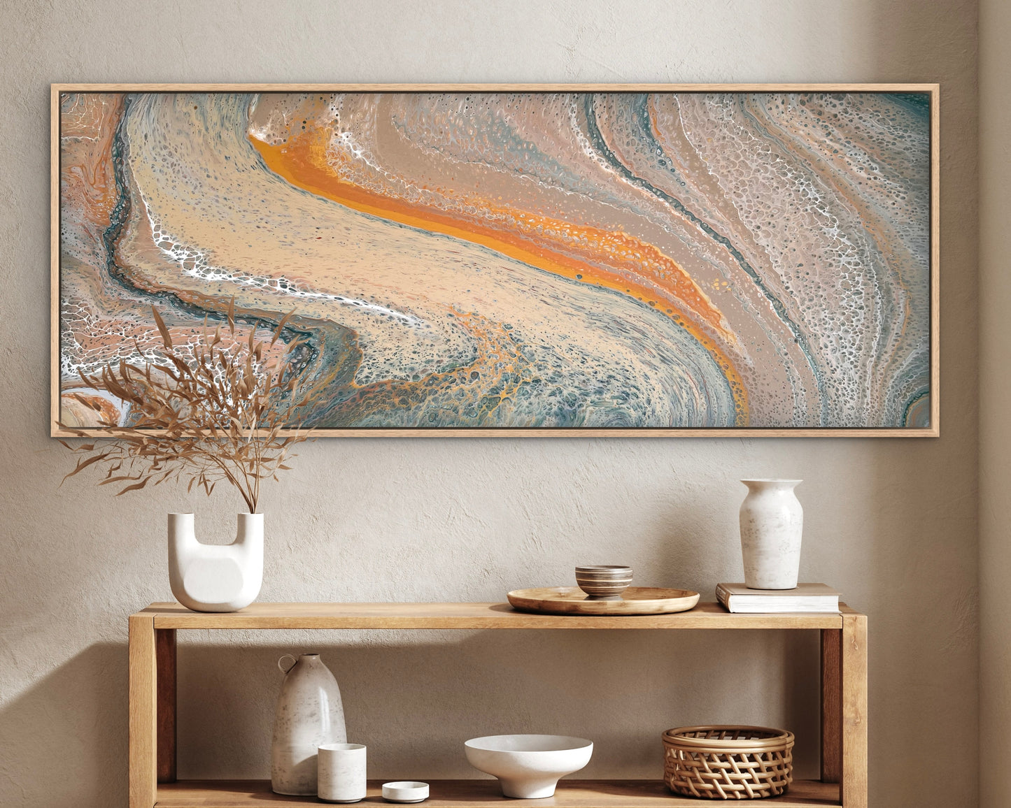 Gently Flowing | 152x61.5cm Original Abstract Painting by Angela Roskell