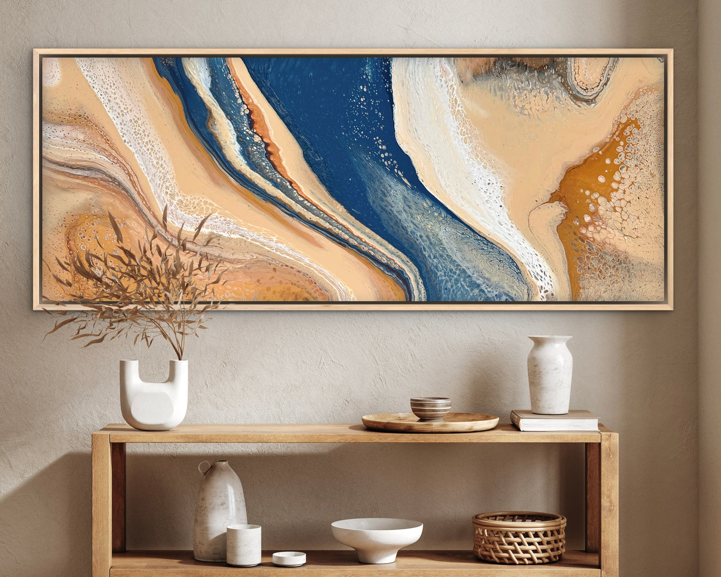 Blue Oasis | 152x61.5cm Original Abstract Painting by Angela Roskell