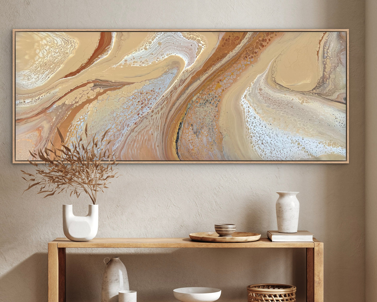 Golden Drift | 152x61.5cm Original Abstract Painting by Angela Roskell