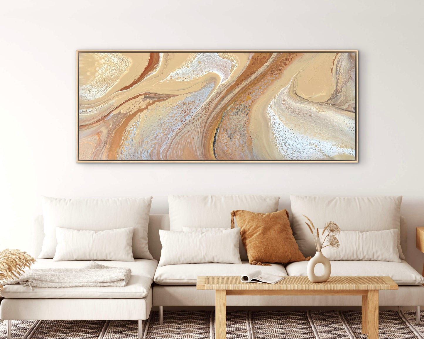 Golden Drift | 152x61.5cm Original Abstract Painting by Angela Roskell