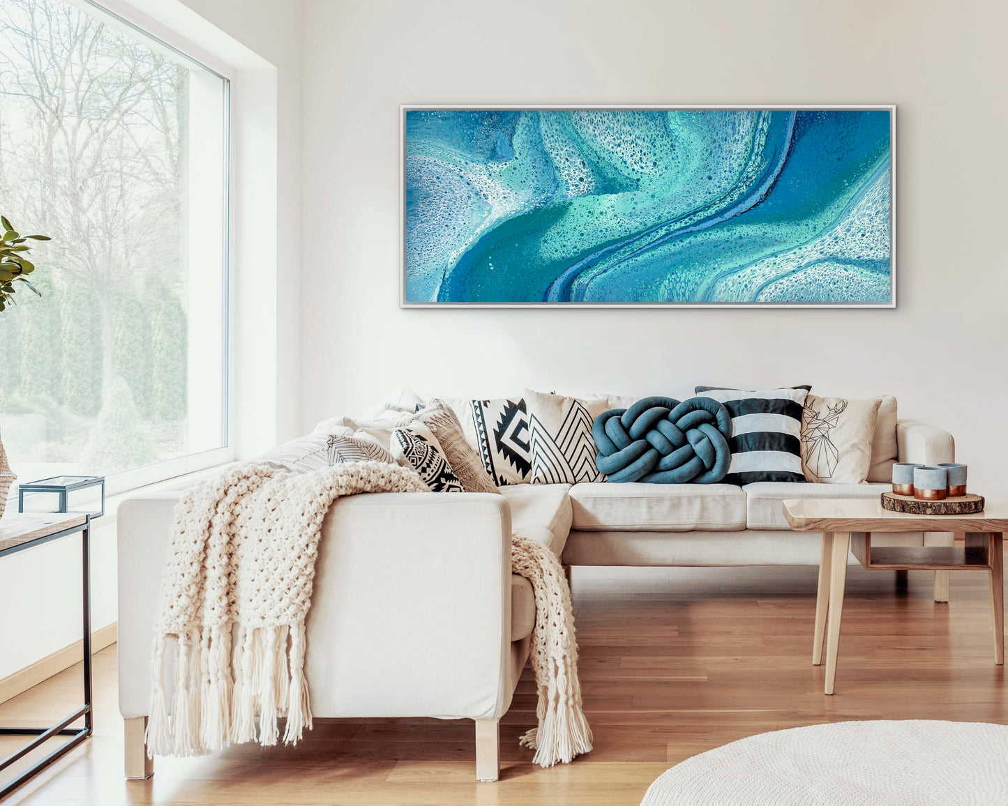 Crossing Currents | 152x61.5cm Original Abstract Painting by Angela Roskell