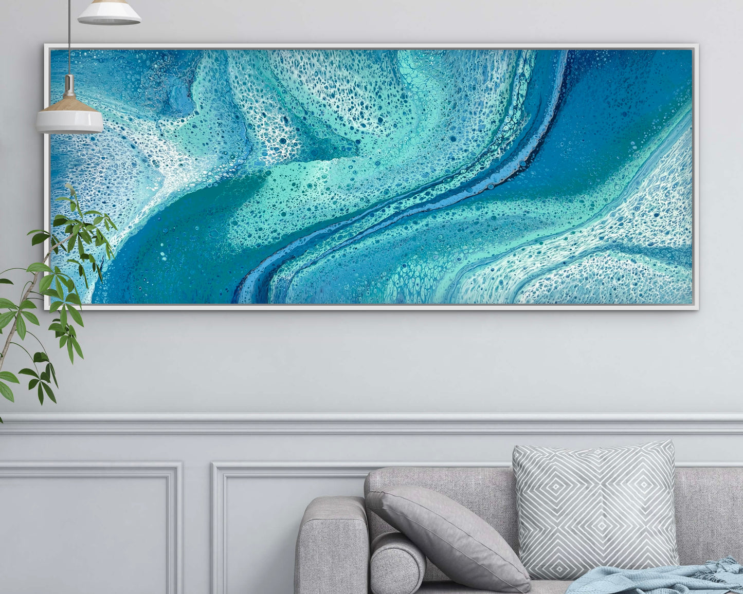 Crossing Currents | 152x61.5cm Original Abstract Painting by Angela Roskell