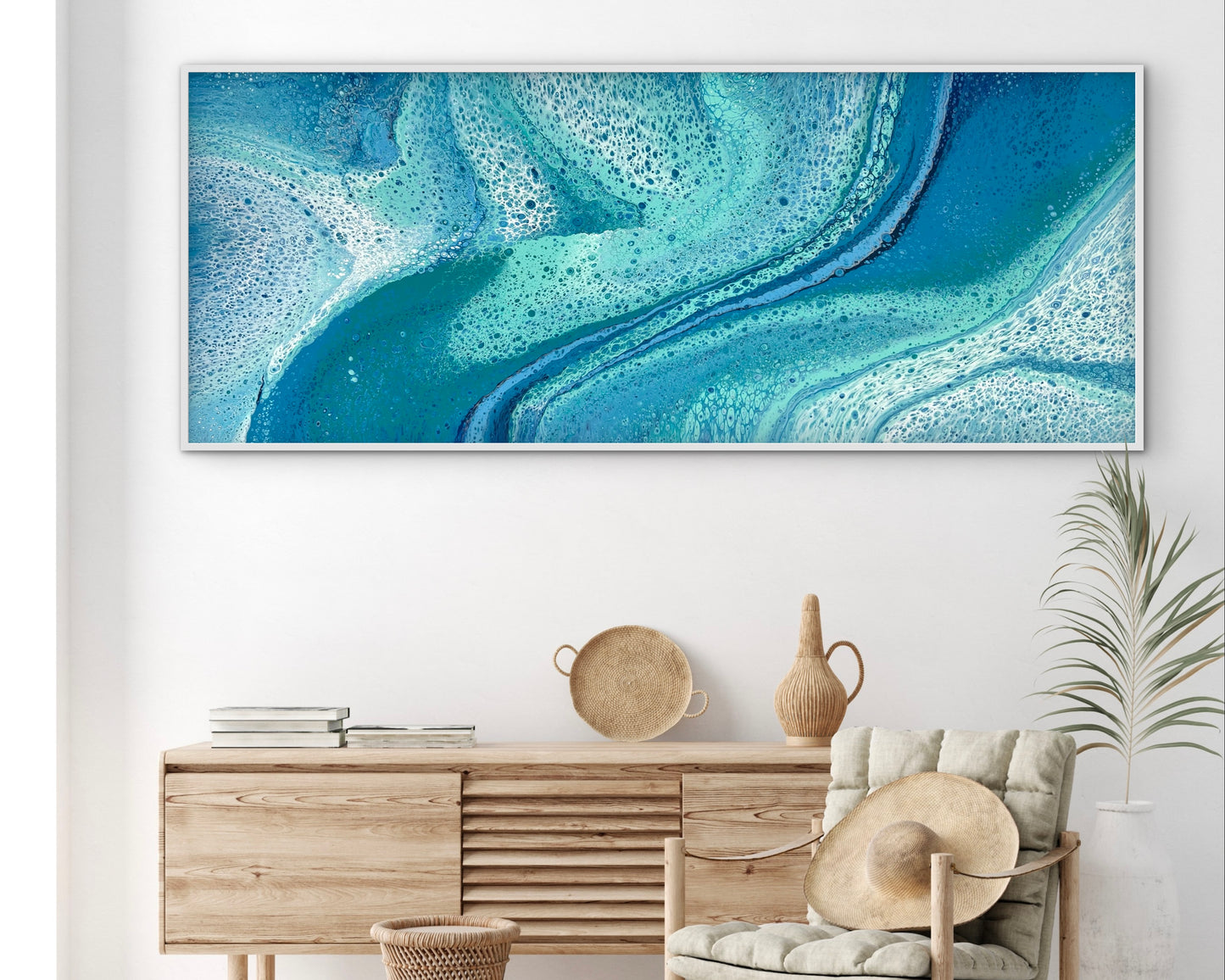 Crossing Currents | 152x61.5cm Original Abstract Painting by Angela Roskell