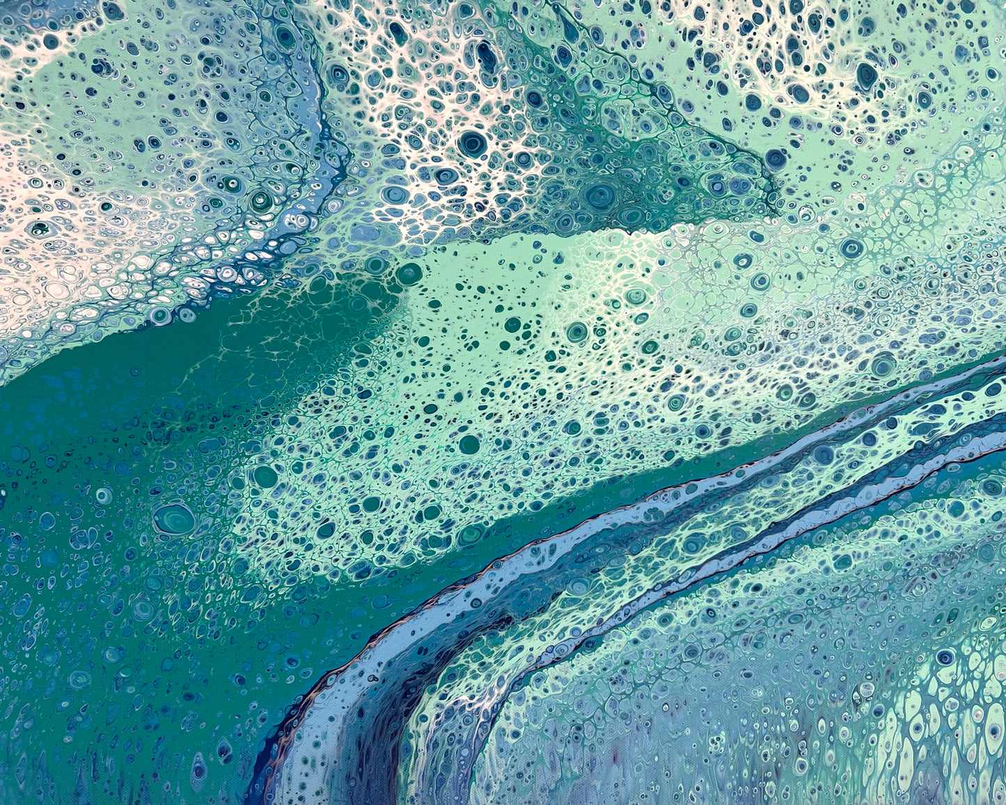 Crossing Currents | 152x61.5cm Original Abstract Painting by Angela Roskell