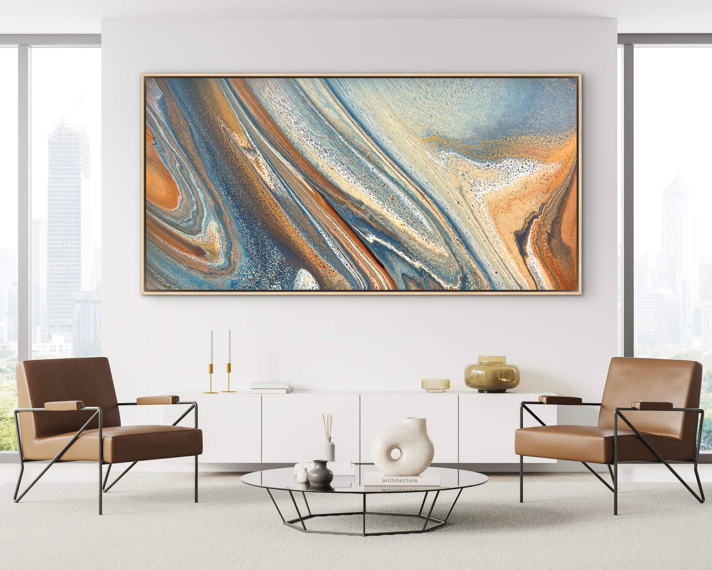 Tidal Divide | Extra Large Original Abstract Painting 183x91.5cm by Angela Roskell