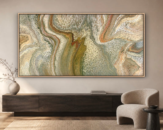 Unfolding Terrain | 203x101.5cm Extra Large Original Abstract Statement Painting by Angela Roskell