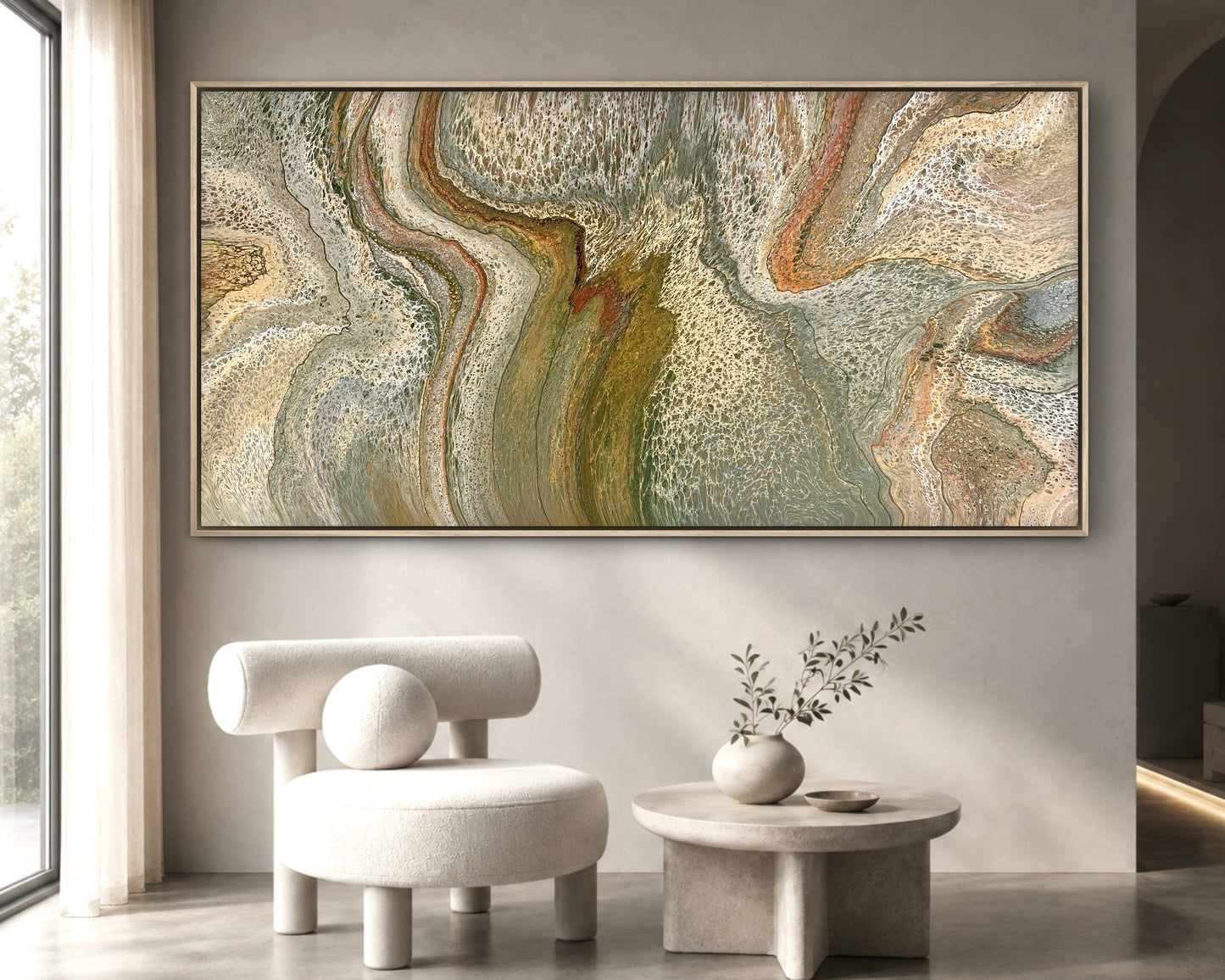 Unfolding Terrain | 203x101.5cm Extra Large Original Abstract Statement Painting by Angela Roskell