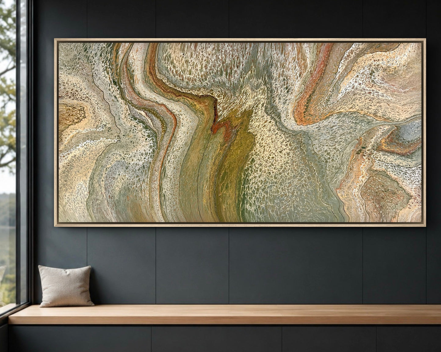 Unfolding Terrain | 203x101.5cm Extra Large Original Abstract Statement Painting by Angela Roskell