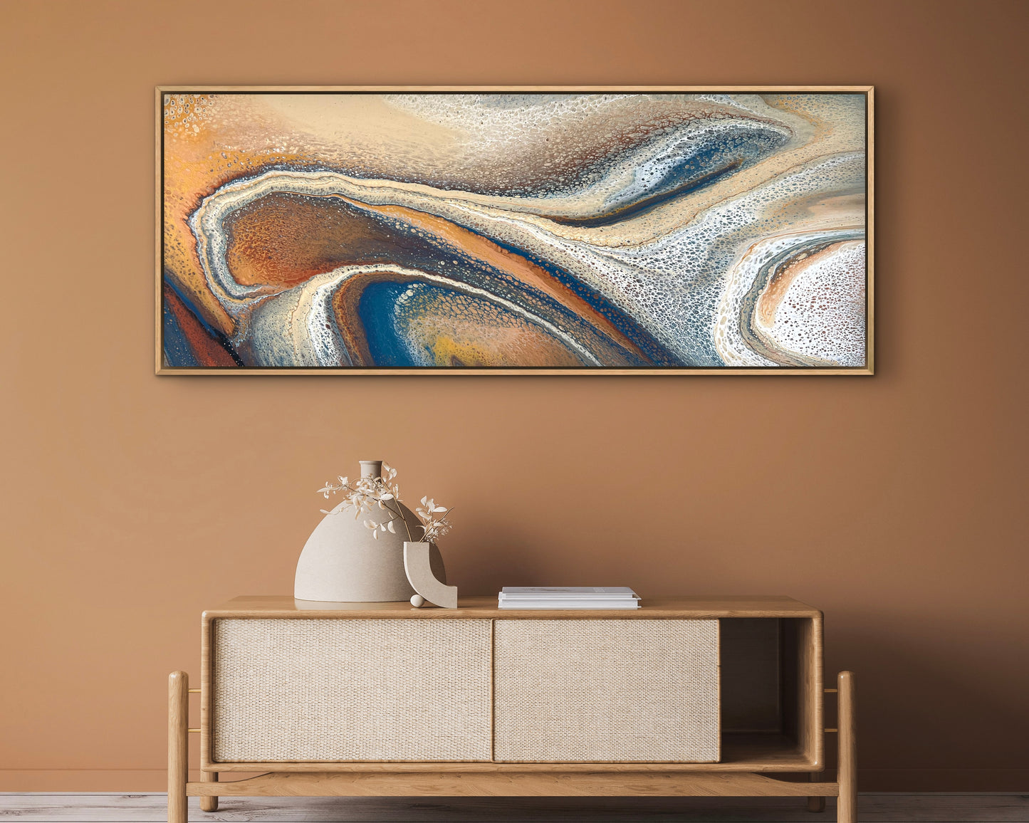 Sunlit Horizon | 152x61.5cm Original Abstract Painting by Angela Roskell