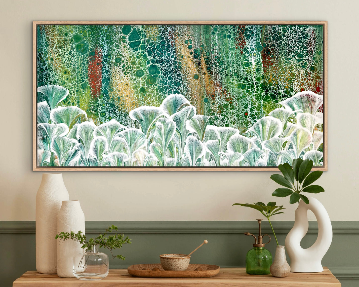 Dappled Green Valley | 91cmx46cm Original Abstract Painting by Angela Roskell