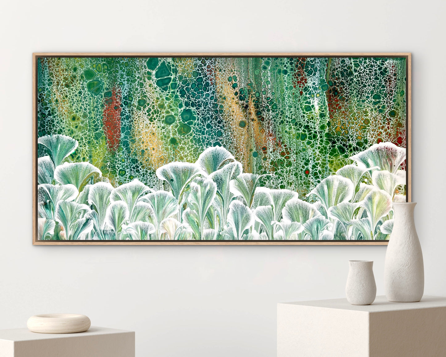 Dappled Green Valley | 91cmx46cm Original Abstract Painting by Angela Roskell