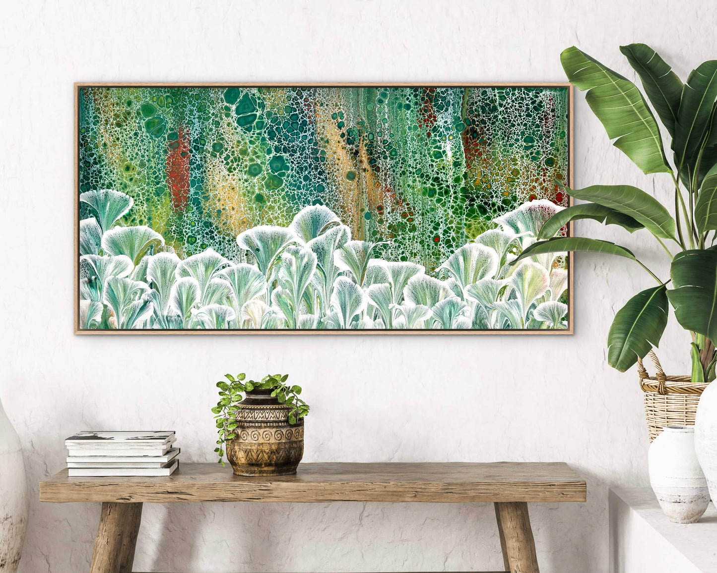 Dappled Green Valley | 91cmx46cm Original Abstract Painting by Angela Roskell