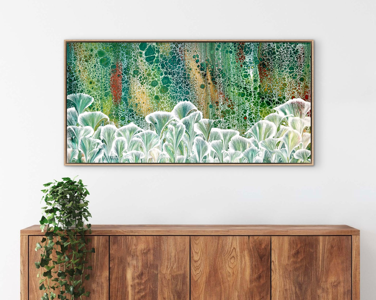 Dappled Green Valley | 91cmx46cm Original Abstract Painting by Angela Roskell
