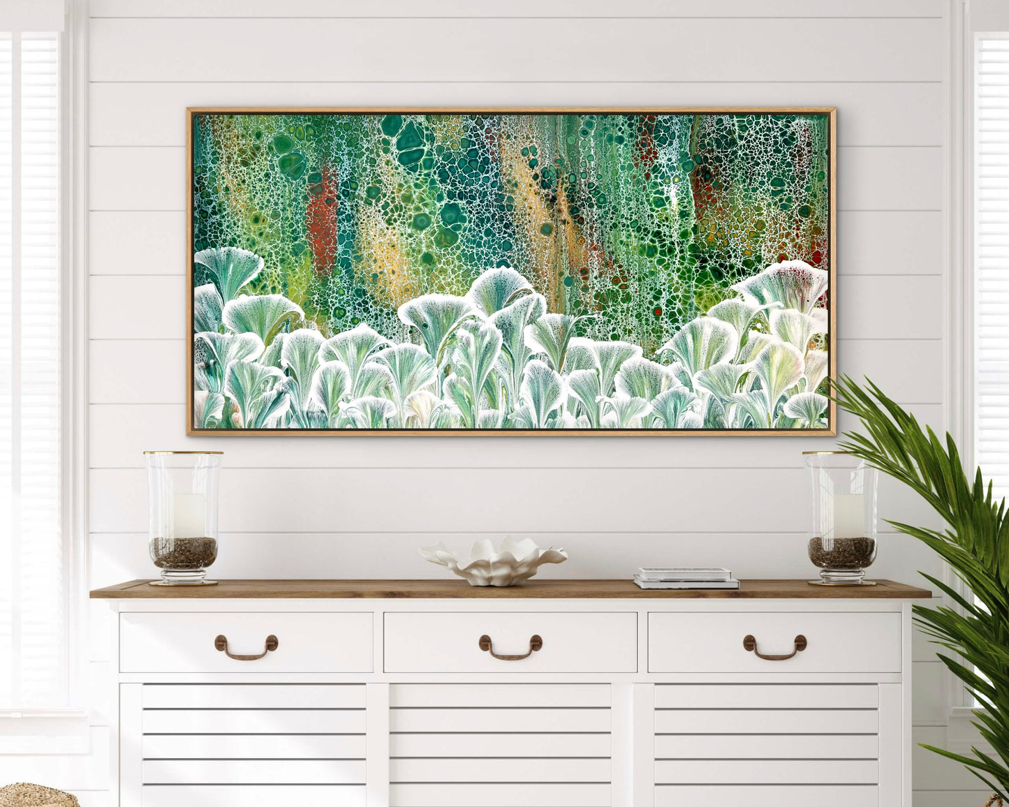 Dappled Green Valley | 91cmx46cm Original Abstract Painting by Angela Roskell