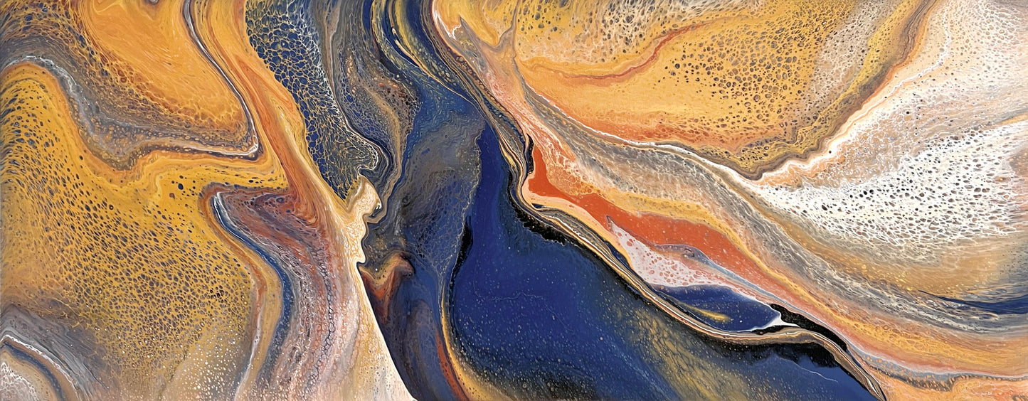 Wondering Waters | 152x61.5cm Original Abstract Painting by Angela Roskell
