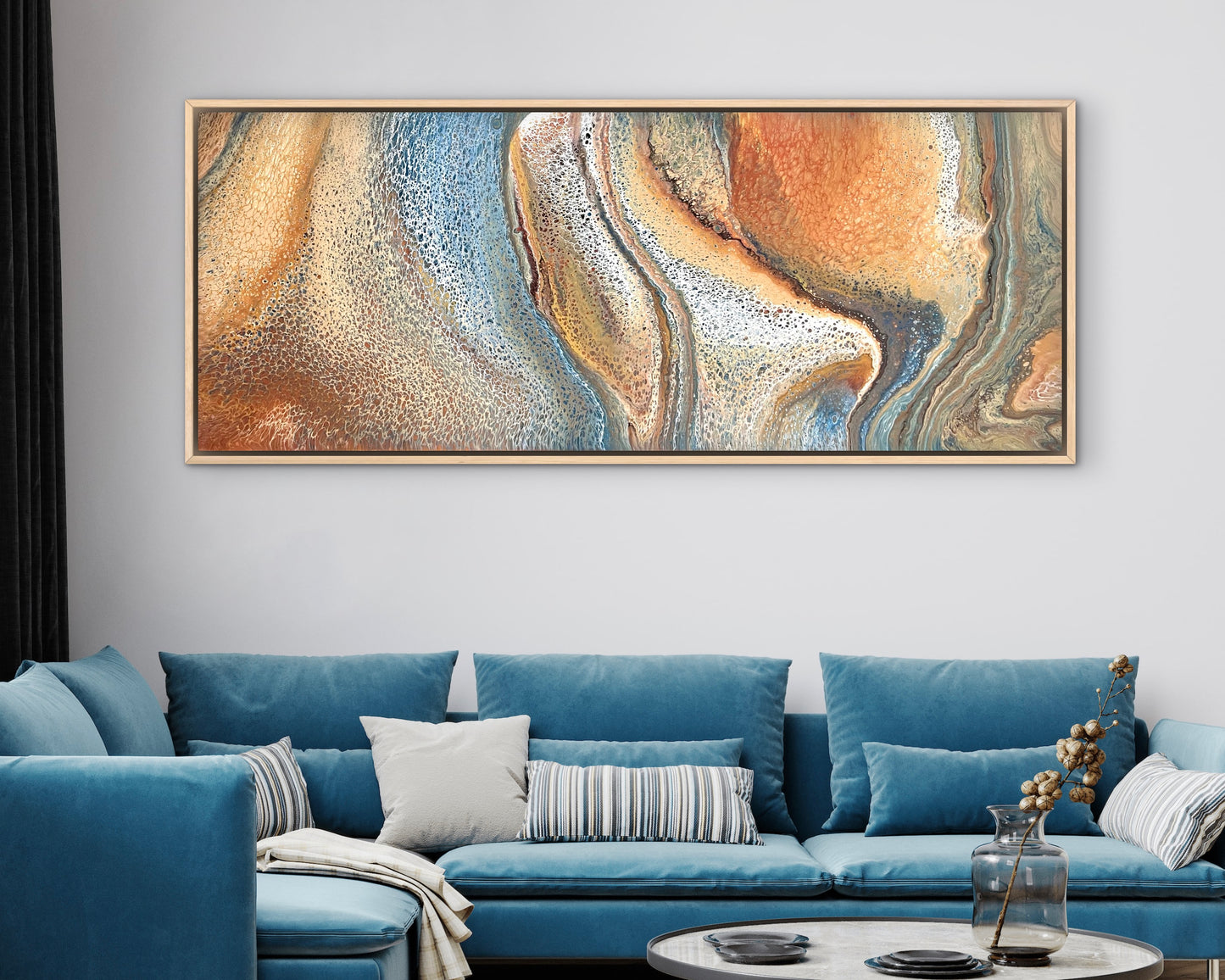Ember Coast | 152x61.5cm Original Abstract Painting by Angela Roskell