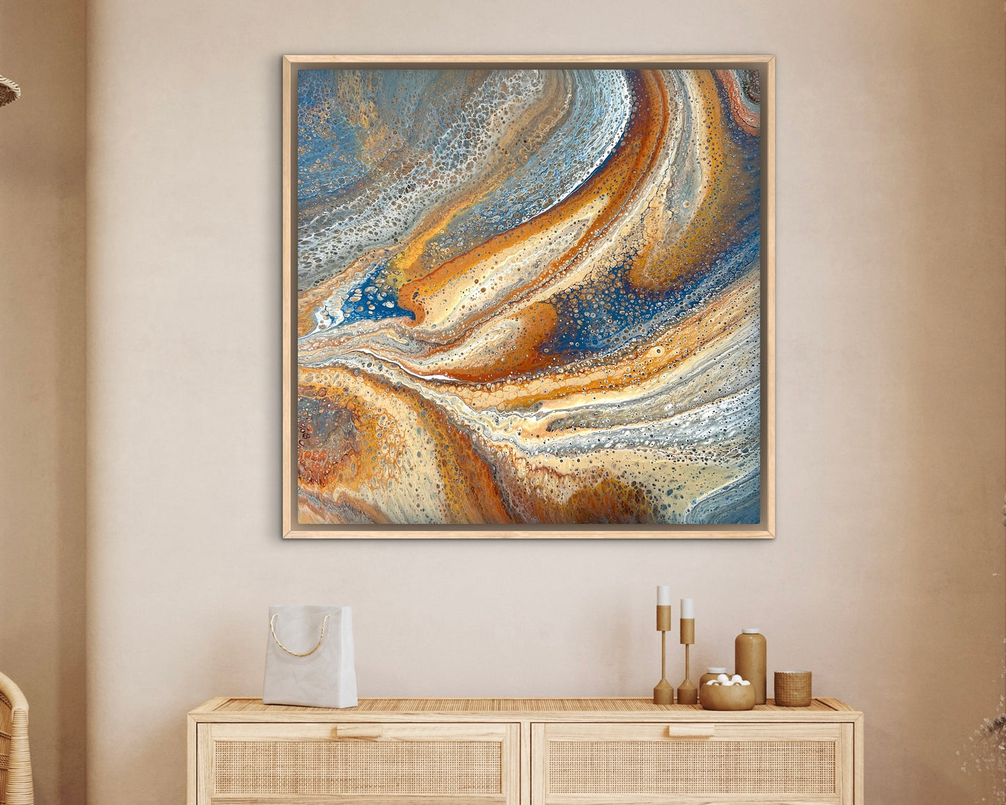 Ember Shores | 92x92cm Original Artwork by Angela Roskell