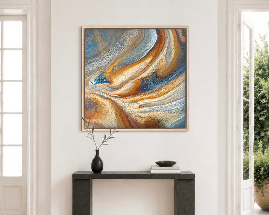 Ember Shores | 92x92cm Original Artwork by Angela Roskell