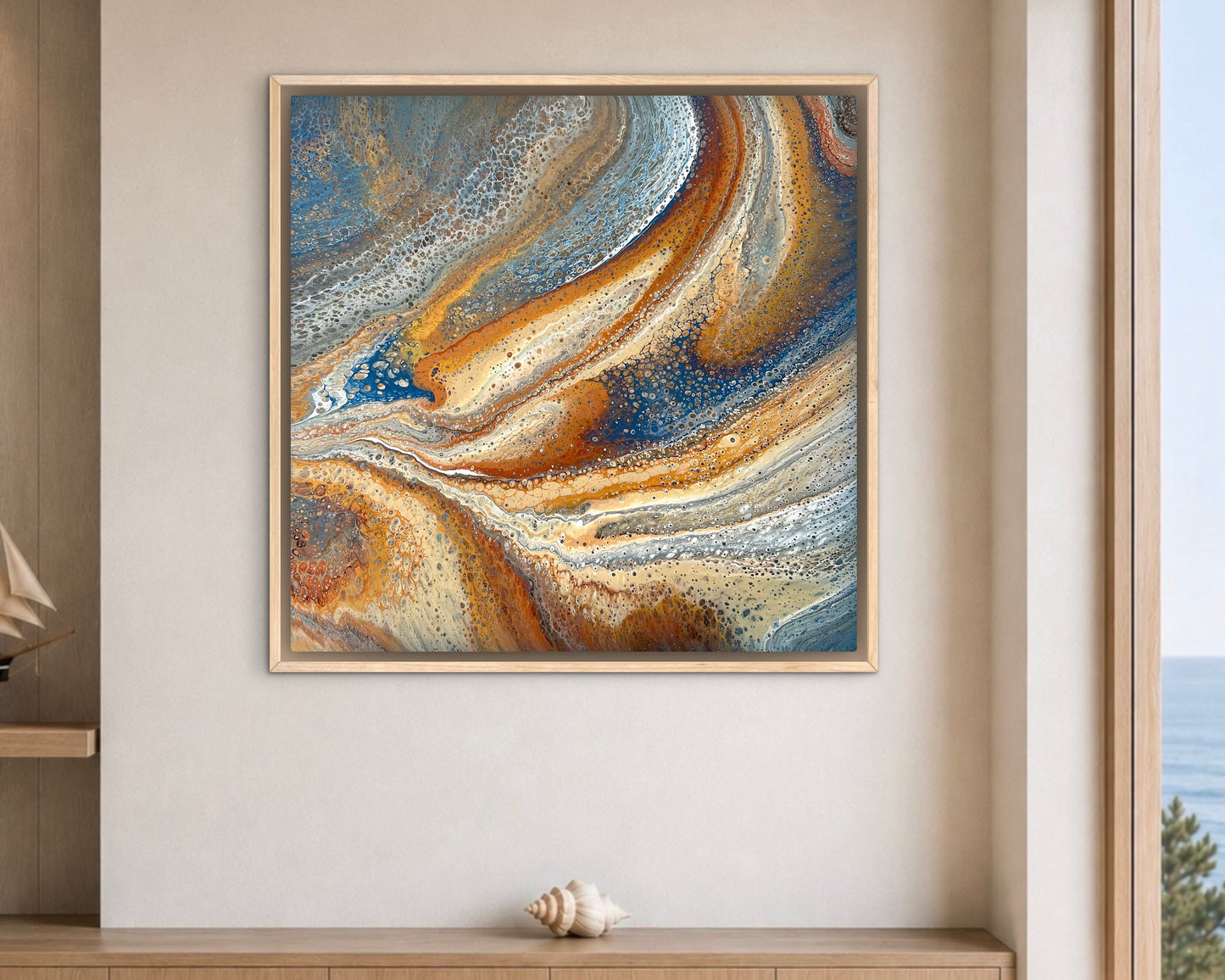 Ember Shores | 92x92cm Original Artwork by Angela Roskell